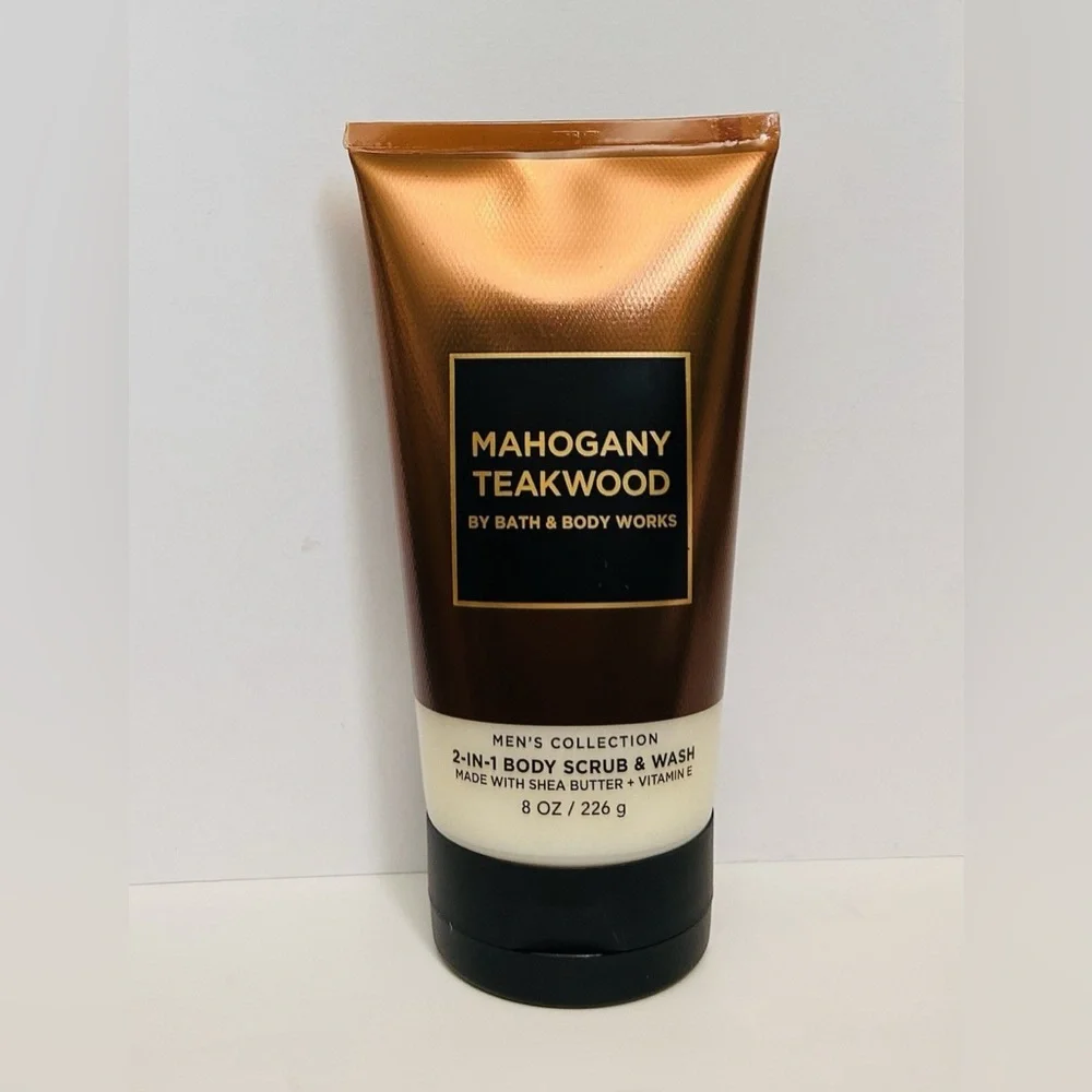 Bath & Body Works Mahogany Teakwood Duo Scrub & Wash and Body Spray Gift NWT